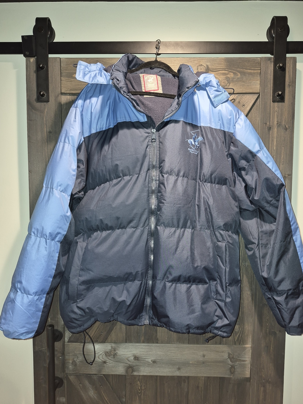 Beverly Hills Polo Club Navy and Light Blue Puffer Jacket W/ Removeable Hood